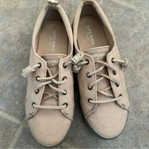 NEVER WORN Sperry Women's Blush/Taupe Canvas Lace-Up Sneakers